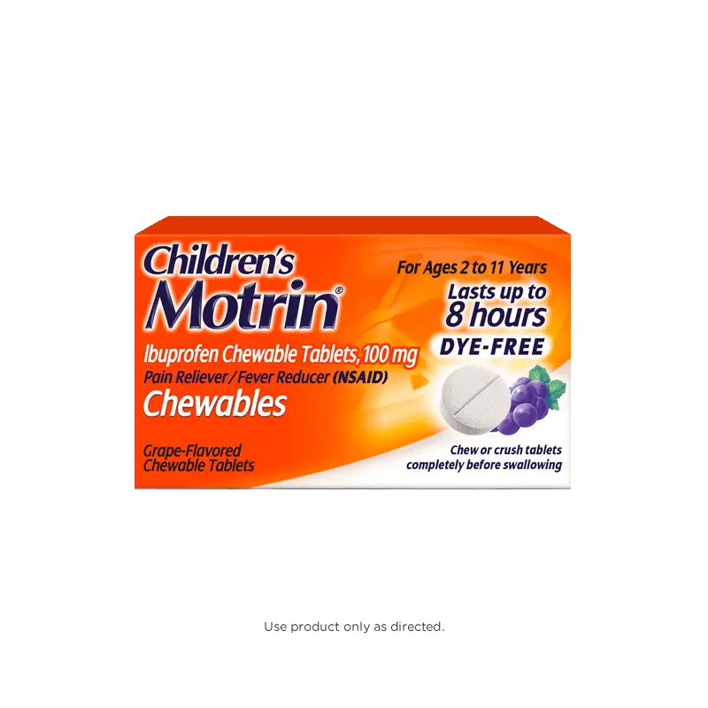 Children's Motrin chewable tablets grape flavor