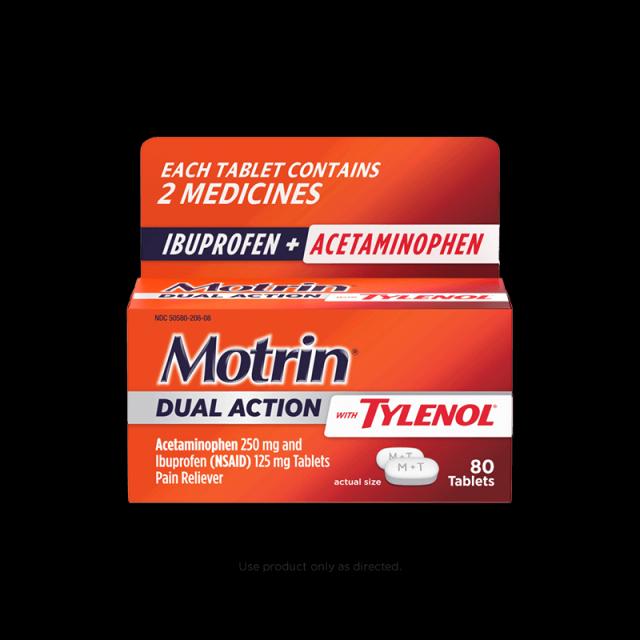 Motrin® Dual Action with Tylenol®, ibuprofen and Acetaminophen